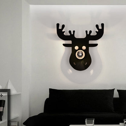 Rynx | Single-Head Bedroom Wall Light Modern Black Wall Lamp with Deer Metal Shade