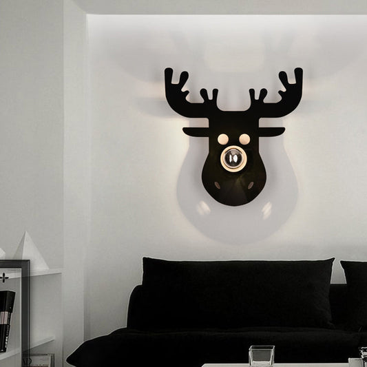 Rynx | Single-Head Bedroom Wall Light Modern Black Wall Lamp with Deer Metal Shade