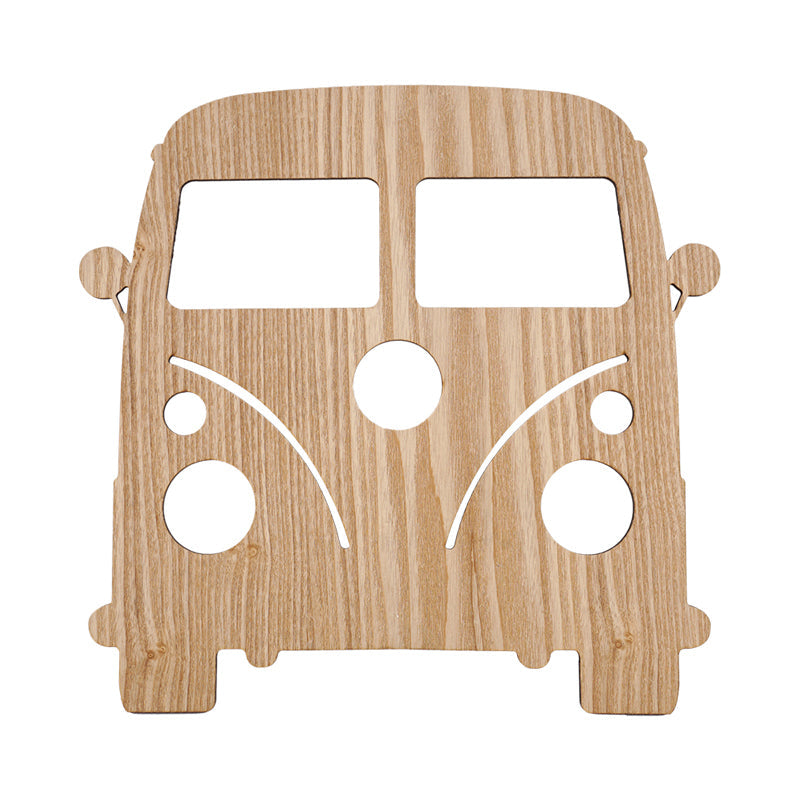 Rynx | Modern LED Wall Lamp with Wooden Shade Beige Car/Pineapple/Cactus Wall Mounted Light for Bedroom