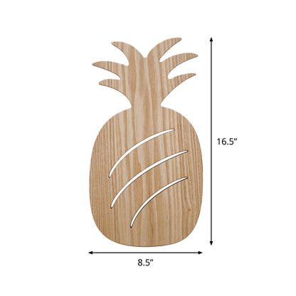 Rynx | Modern LED Wall Lamp with Wooden Shade Beige Car/Pineapple/Cactus Wall Mounted Light for Bedroom