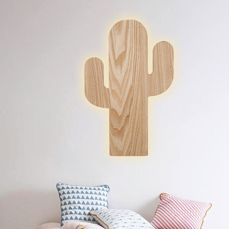 Rynx | Modern LED Wall Lamp with Wooden Shade Beige Car/Pineapple/Cactus Wall Mounted Light for Bedroom