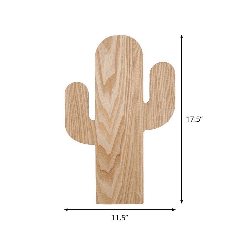 Rynx | Modern LED Wall Lamp with Wooden Shade Beige Car/Pineapple/Cactus Wall Mounted Light for Bedroom