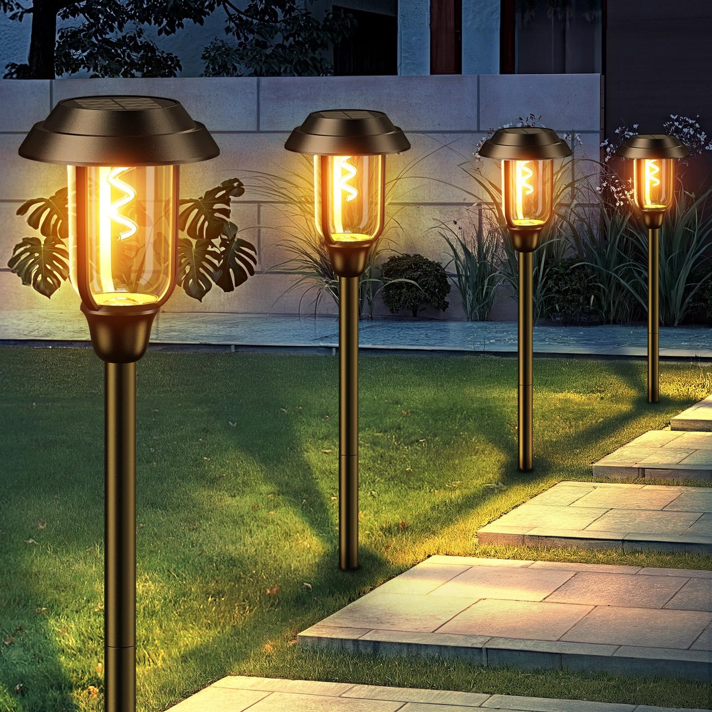 Rynx | Letmy Solar Path Light Outdoor, 8 Pack 2X Larger Solar Lights Outdoor, Bright Long-lasting Solar Landscape Path Lights Waterproof Outdoor Solar Garden Lights For Garden Grass Walkway Driveway