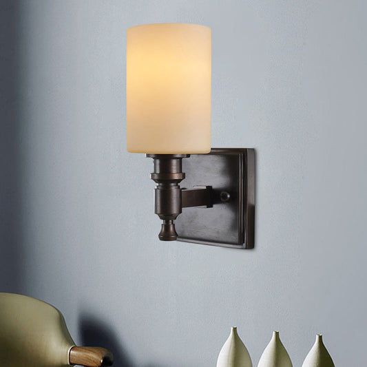 Rynx | Black column wall lamp traditional frosted glass single light living room wall light