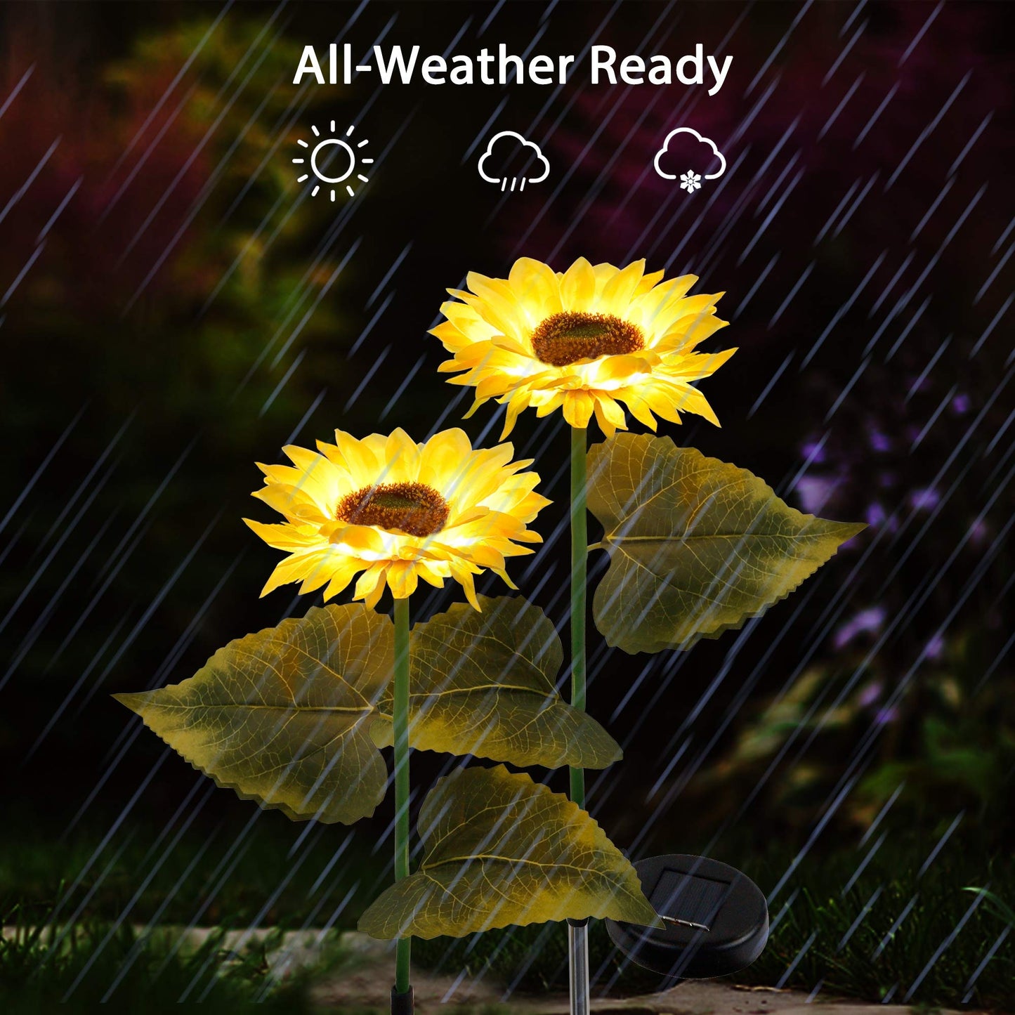 Rynx | Forup Sun Garden Stake Light Sources 2 Pack - Yellow Sunflower LED Outdoor Decor For Grass & Path