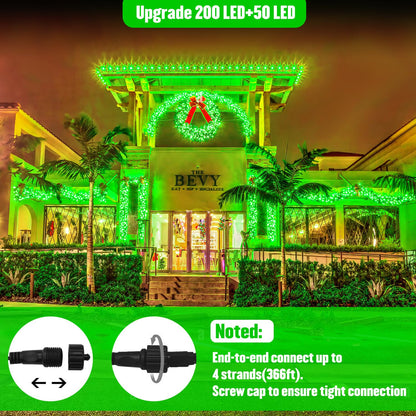 Rynx | Jmexsuss 250 LED Waterproof Christmas Lights, 91.5Ft Green, 8 Modes For Outdoor Decor