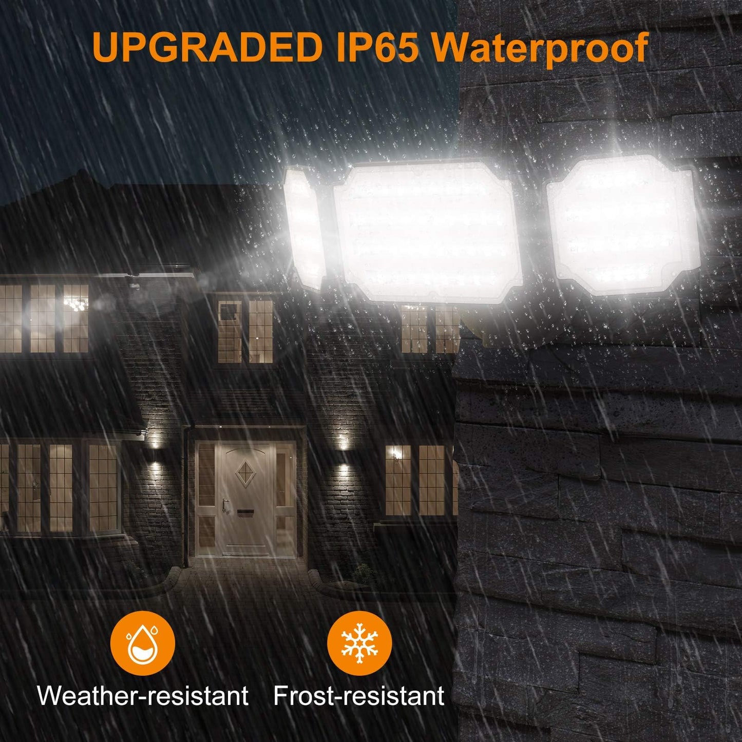 Rynx | Lepower 45W Led Outdoor Floodlight, 4500Lm, 3 Adjustable Heads, Ip65 Waterproof, Black