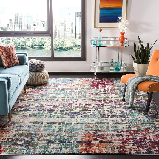 Rynx | Safavieh Madison Collection MAD469A Modern Abstract Non-Shedding Living Room Bedroom Accent Area Rug, 4' x 6', Blue / Green