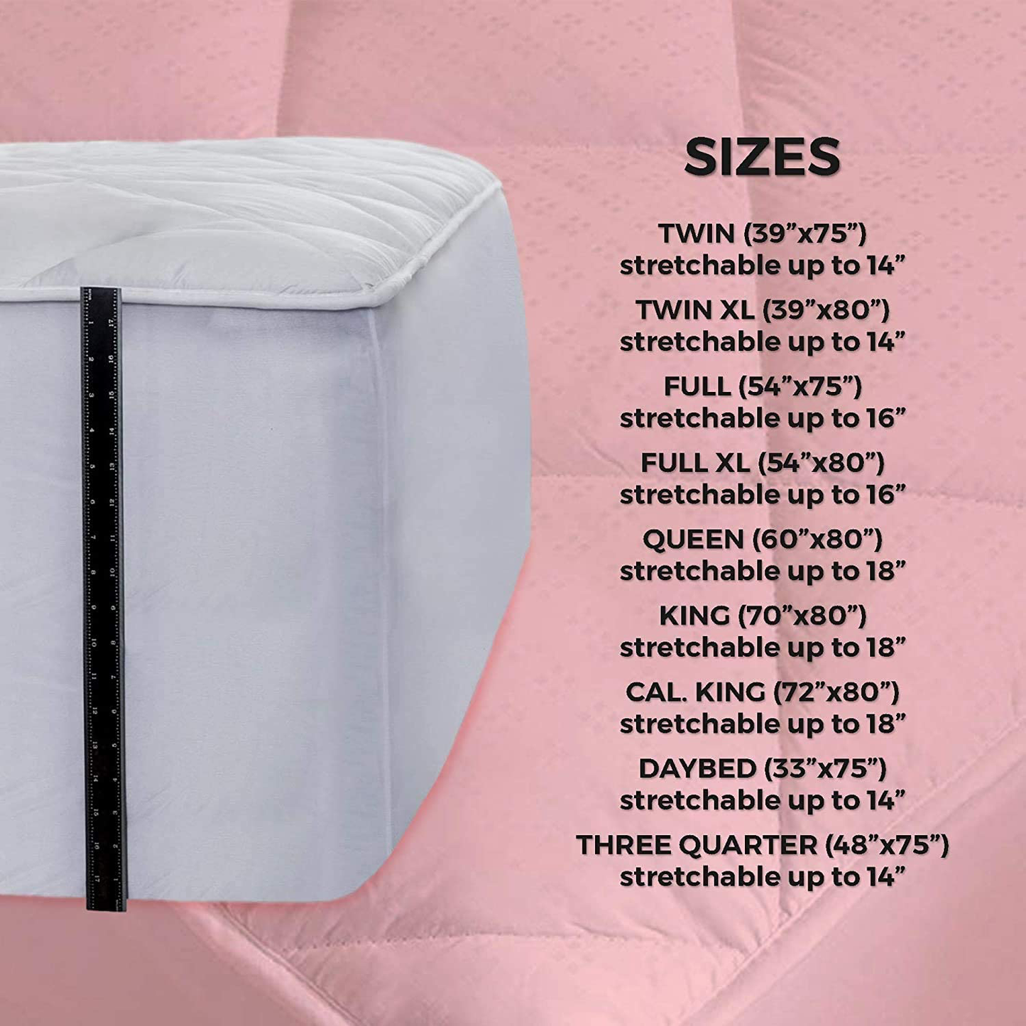 Rynx | MAXI Twin Mattress Pad Topper | Dunalternative Mattress Cover, 100% Cotton Top, 300 TC Quilted | Highly Breathable, Full Coverage Bed Mattress Pad | Twin (39x75) Elastic up to 14"