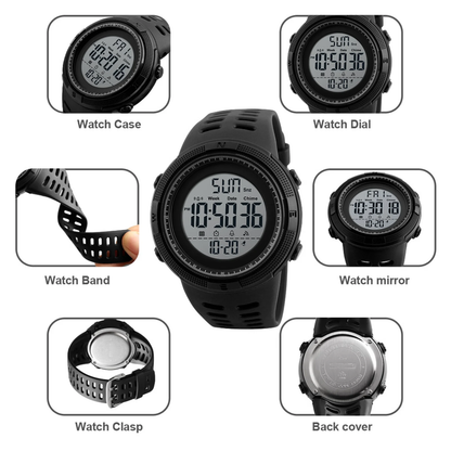 Rynx | Men's Waterproof Digital Sports Watch, Alarm, Backlight, Classic Large Dial