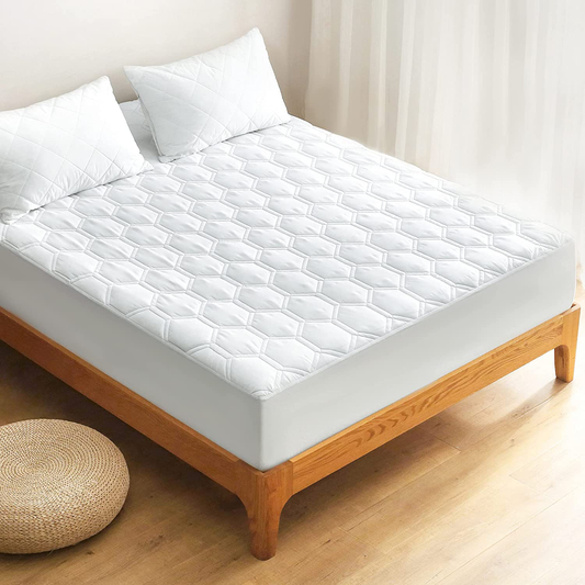 Rynx | Waterproof mattress protector for double bed, breathable mattress protector with 6-16 inch deep pocket, quilted alternative hollow cotton filling mattress cover, white