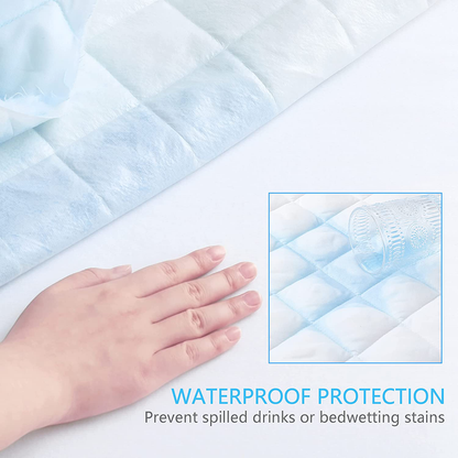 Rynx | Ruili Cal King Quilted Fitted Mattress Pad, 100% Waterproof Deep Pocket Stretch Up to 21 Inch Mattress Protector Soft Snow Cotton Filling Mattress Protector
