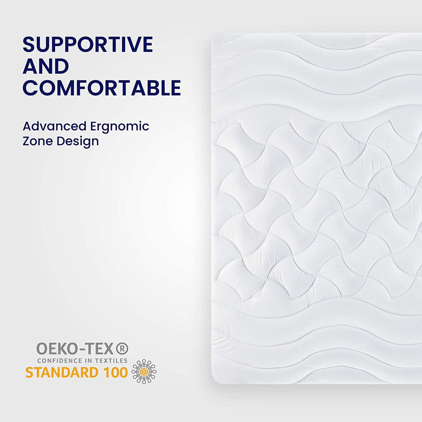 Rynx | SLEEP ZONE Premium Mattress Protector Cooling Overfilled Fluffy Soft Topper Design Up to 21 inches Deep Pocket with Elastic Skirt, Gray, Twin