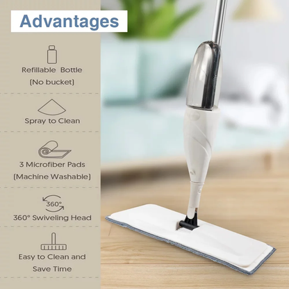 Rynx | Wet Dry Microfiber Spray Mop for Floor Cleaning with 2 Washable Pads