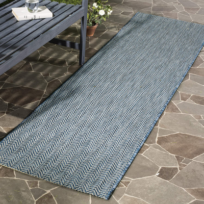 Rynx | Safavieh Courtyard Collection CY8022 Indoor/ Outdoor Non-Fading Stain Resistant Patio Backyard Runner, 2'3" x 10', Navy / Gray