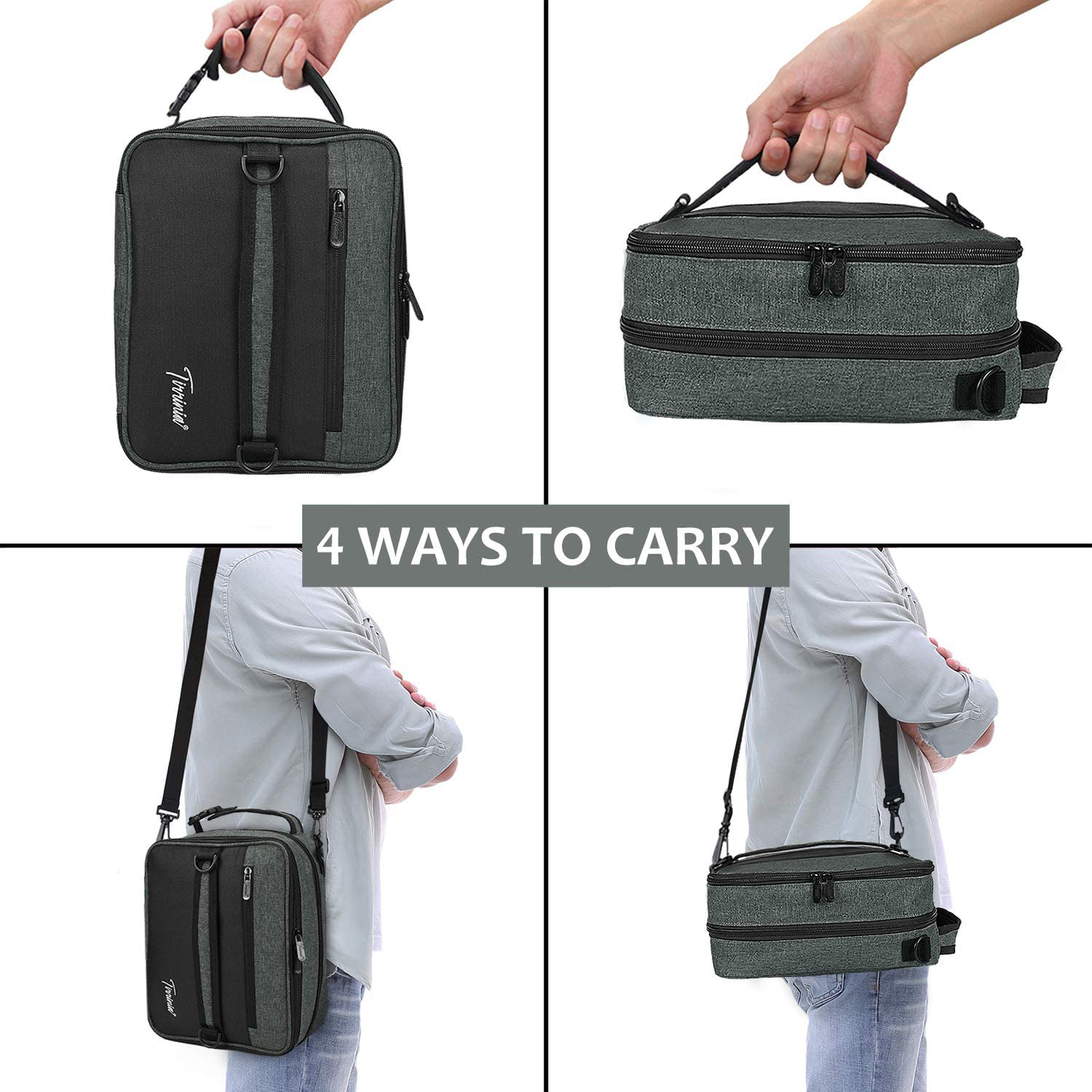 Rynx | Expandable Insulated Lunch Bag, Leakproof Flat Lunch Cooler Tote With Shoulder Strap For Men And Women, Suitable For Work & Office Tirrinia, Blue