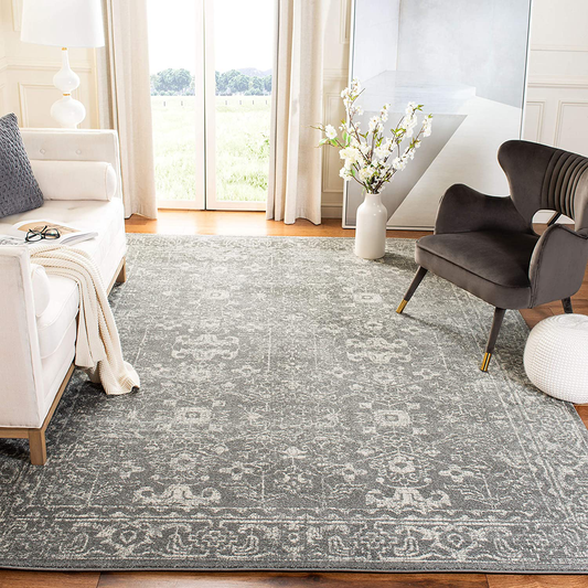 Rynx | Safavieh Evoke Collection EVK270S Shabby Chic Distressed Non-Shedding Stain Resistant Living Room Bedroom Area Rug, 3' x 5', Gray / Ivory