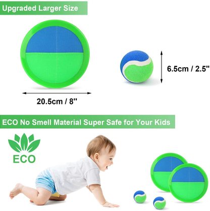 Rynx | Jalunth Ball Catch Set Games Toss Paddle - Beach Toys Back Yard Outdoor Lawn Backyard Throw Sticky Set Age 3 4 5 6 7 8 9 10 11 12 Years Old Boys Girls Kids Adults Family Outside Easter Gifts Green