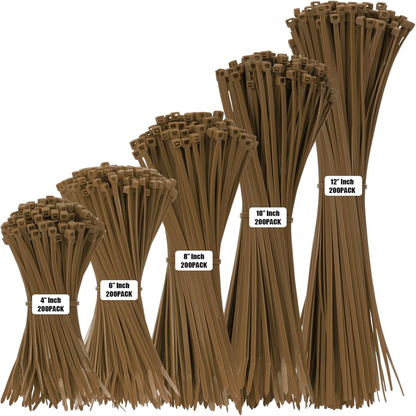 Rynx | 1000 PCS Self-Binding Heavy Duty Cable Zip Ties - 4+6+8+10+12 Inches