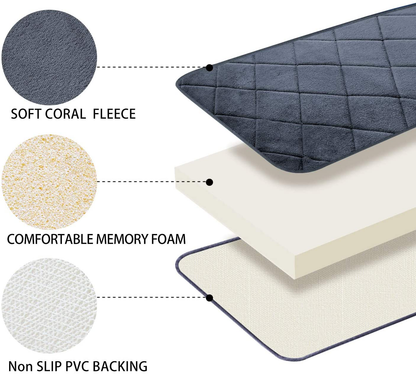 Rynx | Memory Foam Bath Mat Non-Slip Absorbent Bath Rug Machine Washable