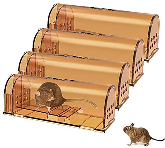 Rynx | 4 Pack Humane Mouse Traps No Kill, Live Mouse Trap, Reusable Mouse Trap for Home and Outdoors