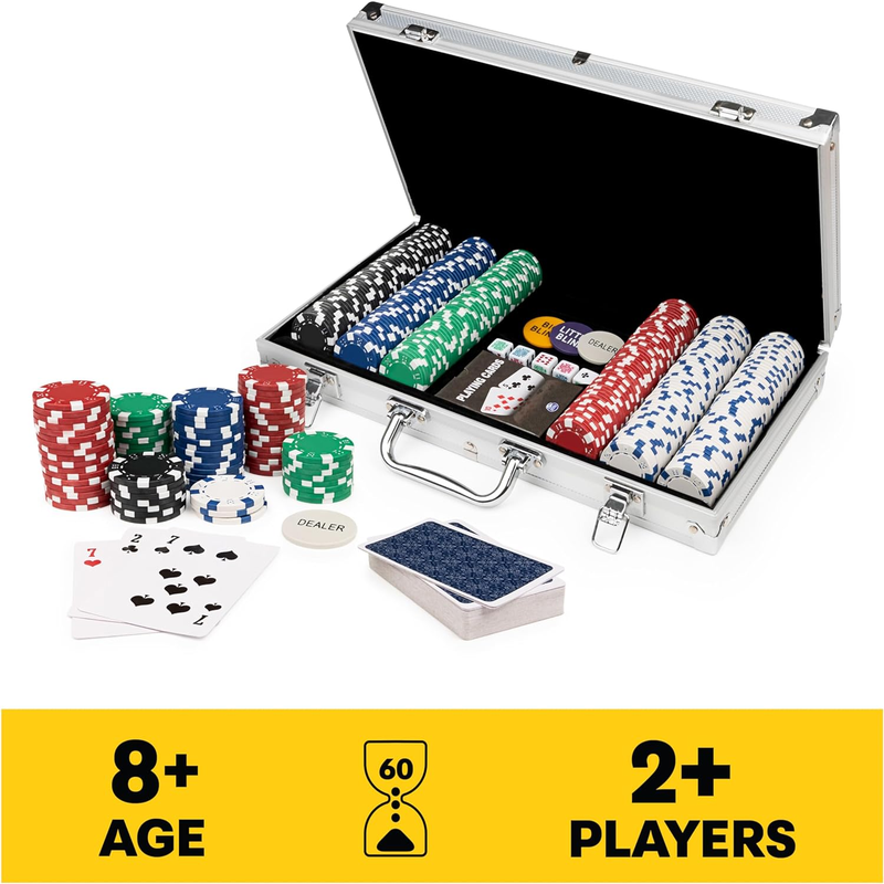 Rynx | 300-piece Poker Set with Aluminum Carry Case & Professional Weight Chips & Poker Dice