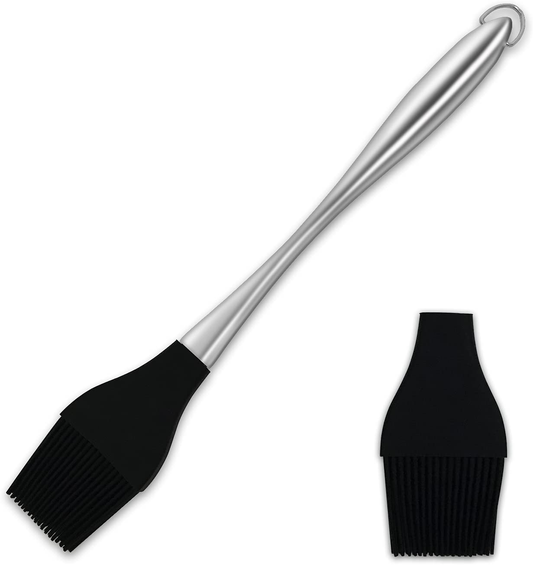 Rynx | Pastry Brush, Basting Brush, BBQ Brush with Silicone Bristles Head, 11.4 Inch Stainless Steel Hollow Long Handle