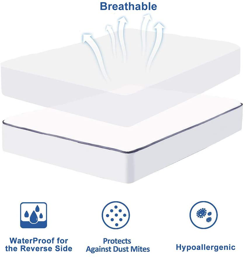 Rynx | Whatsbedding Waterproof Mattress Protector Full Size Cotton Top Down Alternative Filling Pillow Top Mattress Protector Insert-Lined Quilted(Waterproof Full)