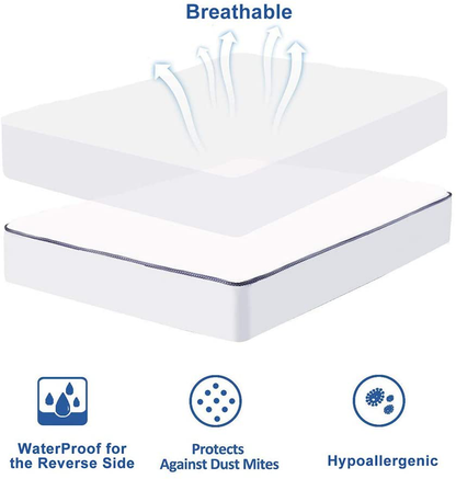 Rynx | Whatsbedding Waterproof Mattress Protector Full Size Cotton Top Down Alternative Filling Pillow Top Mattress Protector Insert-Lined Quilted(Waterproof Full)
