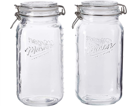 Rynx | Mason Craft & More Glass Clamp Jars, 12oz Mini 4 Pack, Clear