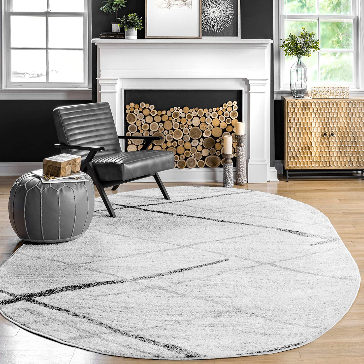 Rynx | nuLOOM Thigpen Modern Area Rug, 4' x 6' Oval, Gray