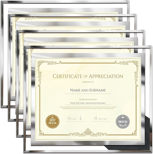 Rynx | 8.5 x 11 Certificate Document Frame Pack4 Diploma Glass Picture Frames for Tabletop