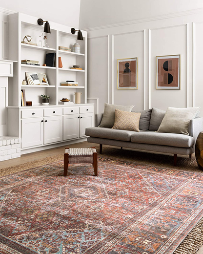 Rynx | Loloi Loren Collection Vintage Printed Persian Area Rug 1'-6" x 1'-6" Square Swatch Murstein/Midt-Night