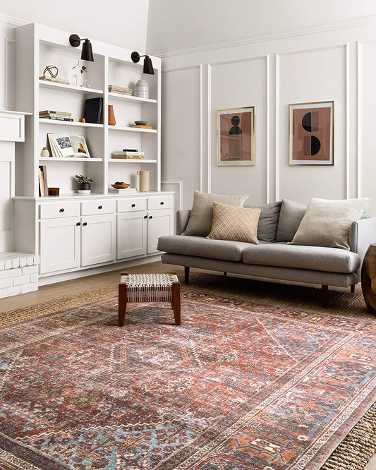 Rynx | Loloi Loren Collection Vintage Printed Persian Area Rug 1'-6" x 1'-6" Square Swatch Murstein/Midt-Night