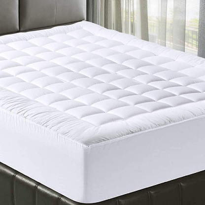 Rynx | MATBEBY Bedding Quilted Fitted King Mattress Pad Cooling Breathable Fluffy Soft Mattress Pad Stretching up to 21 Inches Deep, King Size, White, Mattress Toppers Mattress Protector