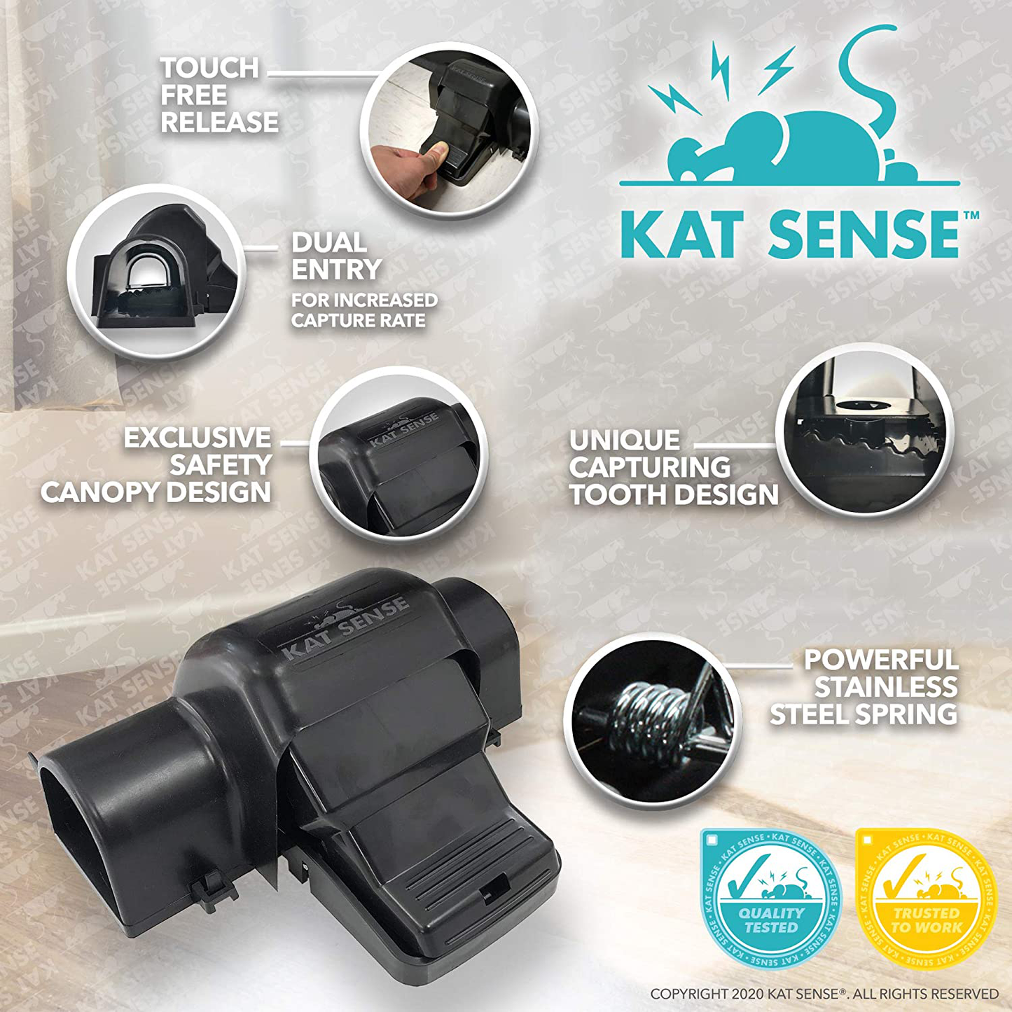 Rynx | Cat Sense Covered Rat and Oak Trap, Prevents Accidental Triggering with Tunneling Design, Quick Humane Death, Indoor and Outdoor Mouse Snap Traps