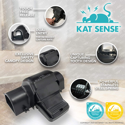 Rynx | Cat Sense Covered Rat and Oak Trap, Prevents Accidental Triggering with Tunneling Design, Quick Humane Death, Indoor and Outdoor Mouse Snap Traps