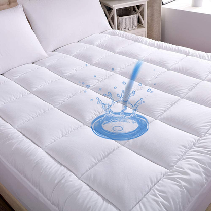 Rynx | Whatsbedding Waterproof Mattress Protector Full Size Cotton Top Down Alternative Filling Pillow Top Mattress Protector Insert-Lined Quilted(Waterproof Full)