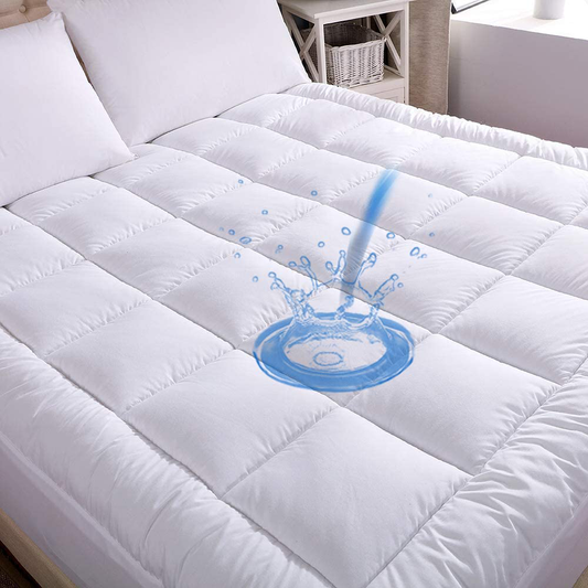 Rynx | Whatsbedding Waterproof Mattress Protector Full Size Cotton Top Down Alternative Filling Pillow Top Mattress Protector Insert-Lined Quilted(Waterproof Full)