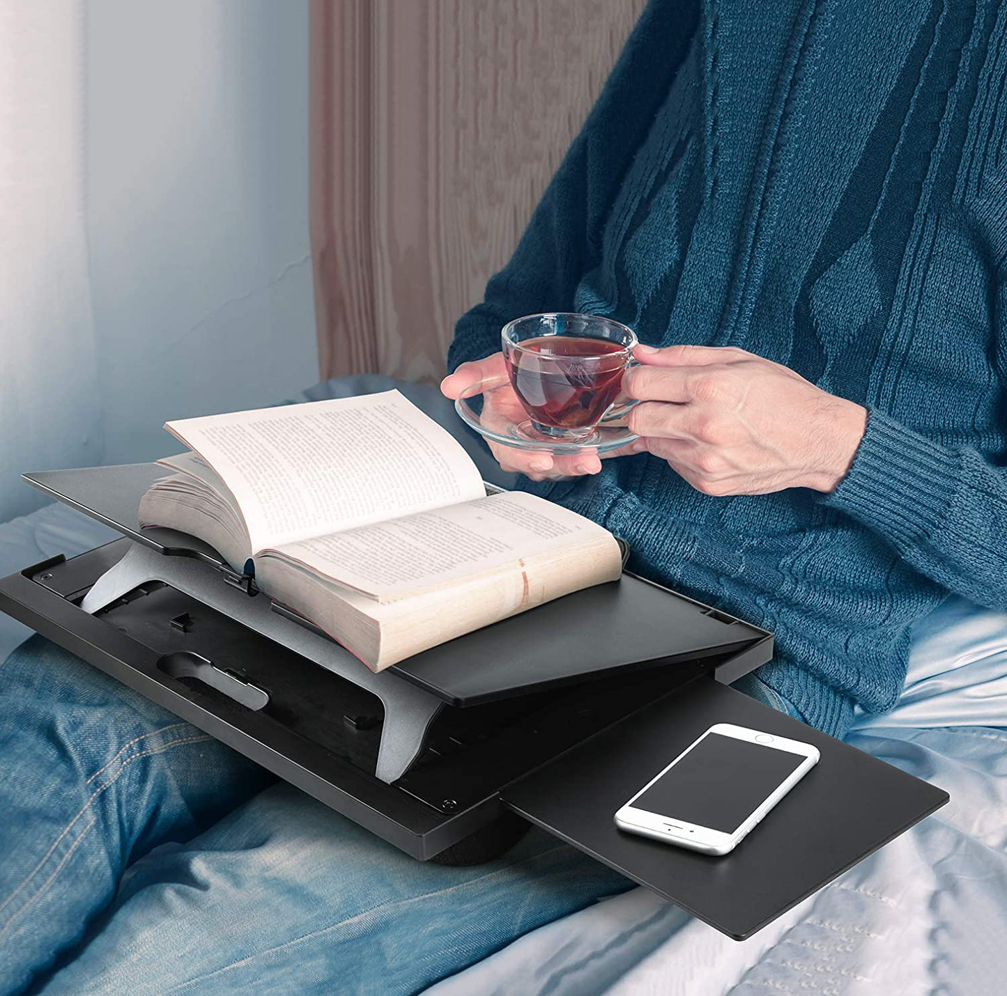 Rynx | Adjustable Lap Desk - With 6 adjustable angles, removable mouse pad, and double cushion portable stand for car portable desk, work desk, lap writing board and drawing table on sofa or bed by Huanuo