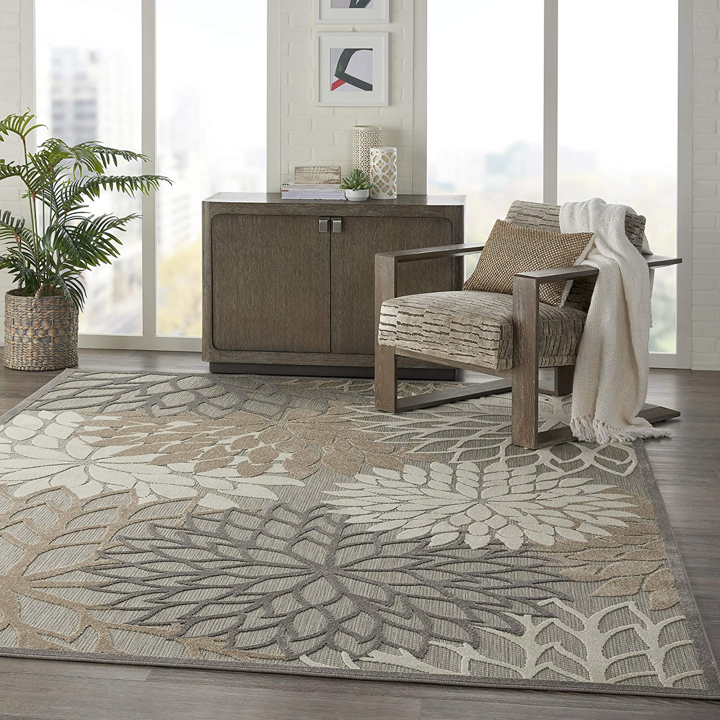 Rynx | Nourison Aloha Indoor/Outdoor Floral Blue Multicolor 2'3" x 8' Area Rug Runner (2'x8')