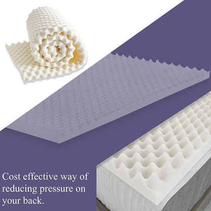 Rynx | Mayton, 1-inch convoluted egg shell breathe foam topper, adds comfort to the mattress, Queen, White