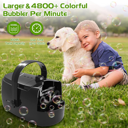 Rynx | Bubble Machine Durable Automatic Bubble Maker, 4800+ Bubbles Per Minute Bubbles for Kids Toddlers Bubble Maker Powered by Plug or Batteries Bubble Toys for Indoor Outdoor Birthday Party
