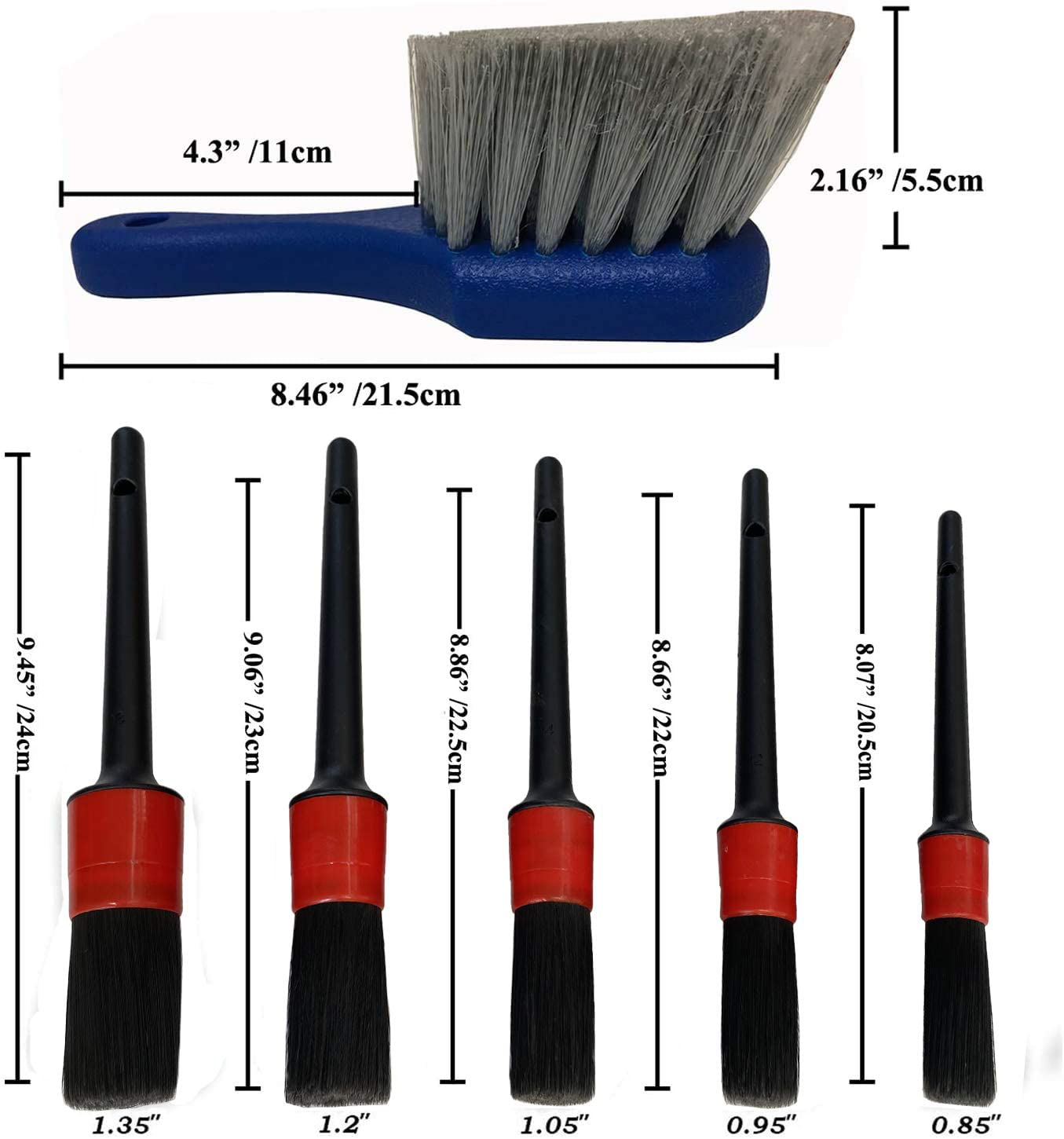 Rynx | Lucklyjone 7pcs Wheel and Tire Cleaning Brush, Car Care Set, 17 Inches Long Soft Wheel Brush 5 Car Wash Detailing Brush Car Wash Set for Cleaning Dirty Tires & Releasing Dirt and Road Grime, Short Handle