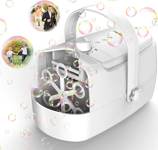 Rynx | Bubble Machine Durable Automatic Bubble Maker, 4800+ Bubbles Per Minute Bubbles for Kids Toddlers Bubble Maker Powered by Plug or Batteries Bubble Toys for Indoor Outdoor Birthday Party