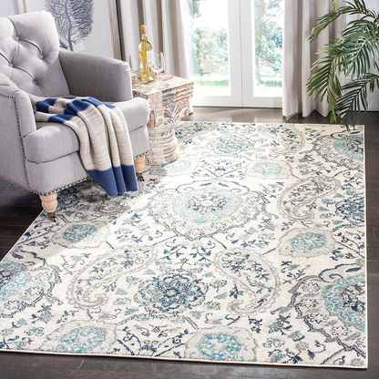 Rynx | Safavieh Madison Collection Mad600c Boho Chic Glam Paisley Non-Shedding Living Room Bedroom Accent Area Rug, 4' X 6', Cream / Light Gray