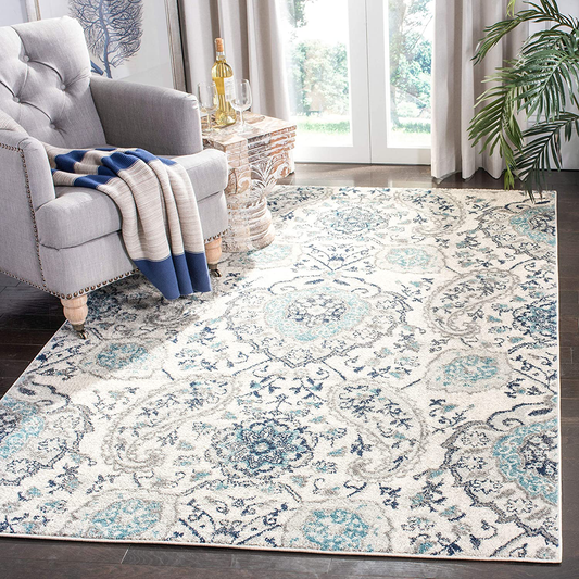 Rynx | Safavieh Madison Collection Mad600c Boho Chic Glam Paisley Non-Shedding Living Room Bedroom Accent Area Rug, 4' X 6', Cream / Light Gray