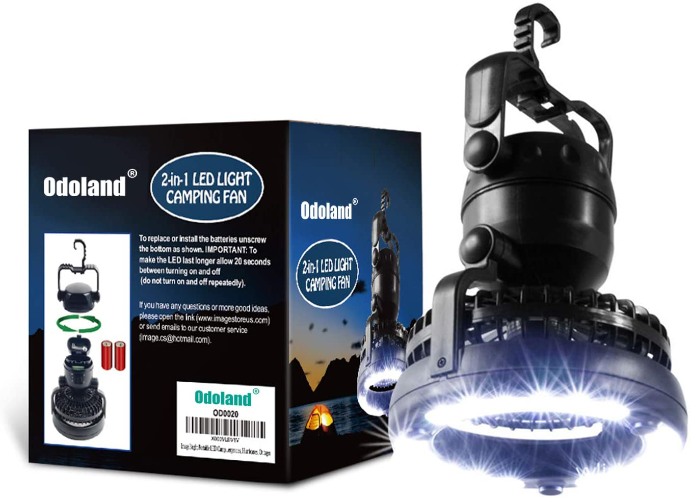 Rynx | Odoland Portable LED Camping Lantern with Ceiling Fan - Hurricane Emergency Survival Kit