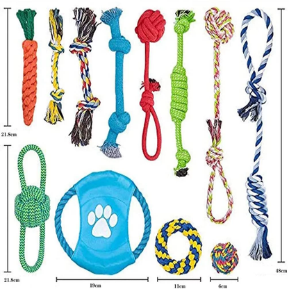 Rynx | 12 Pack Dog Toys for Large Dogs - Aggressive Chewers, 100% Cotton for Teeth Cleaning