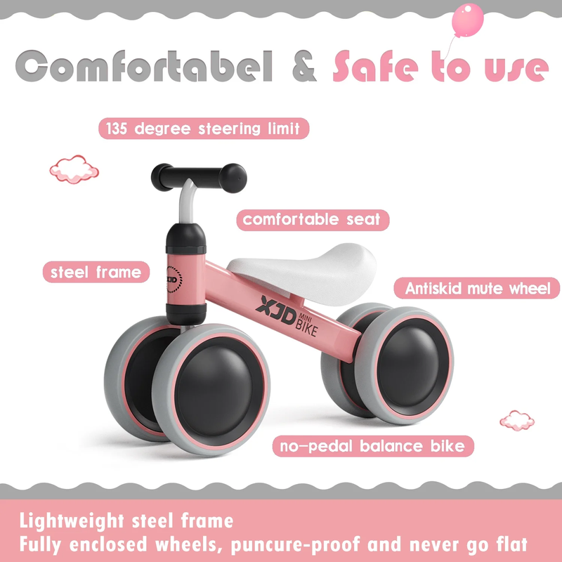Rynx | Balance Bike Baby Push Walker Without Pedals Infant Bike with 4 Wheels